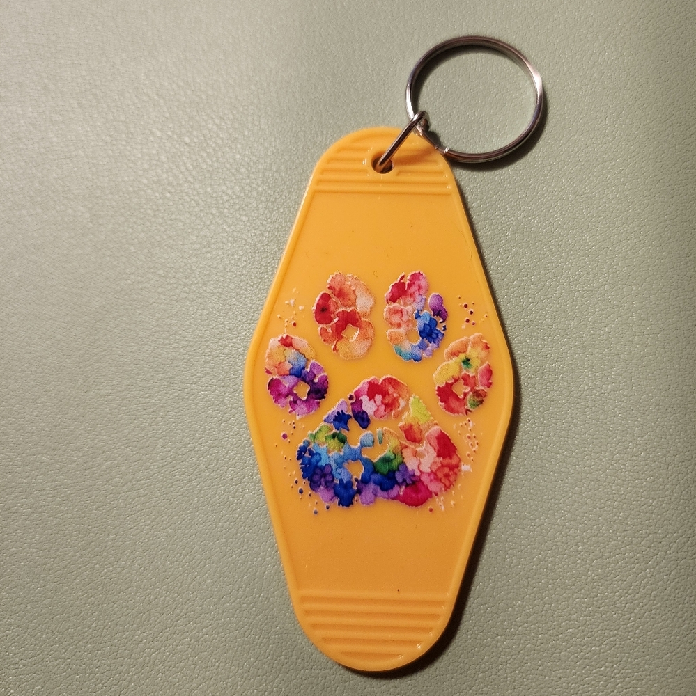 Colorful Paw Print Keychain